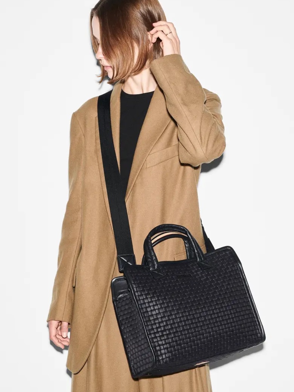 MZ Wallace Black Medium Nylon Woven Box Tote